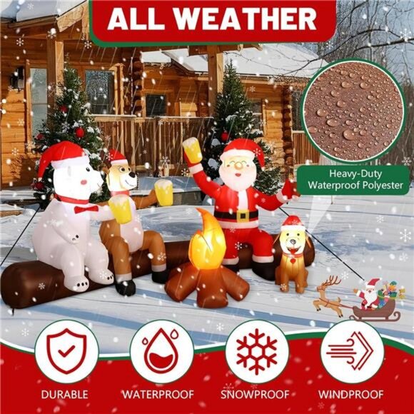 8FT Christmas Inflatable Outdoor Decoration with Built-in LEDs Lights, Blow-Up - Picture 5 of 8